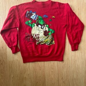Warner Bros. Red Taz Crewneck Sweater Christmas Sweater.